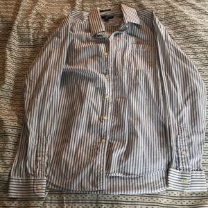 Egara Blue Striped Slim Fit Dress Shirt